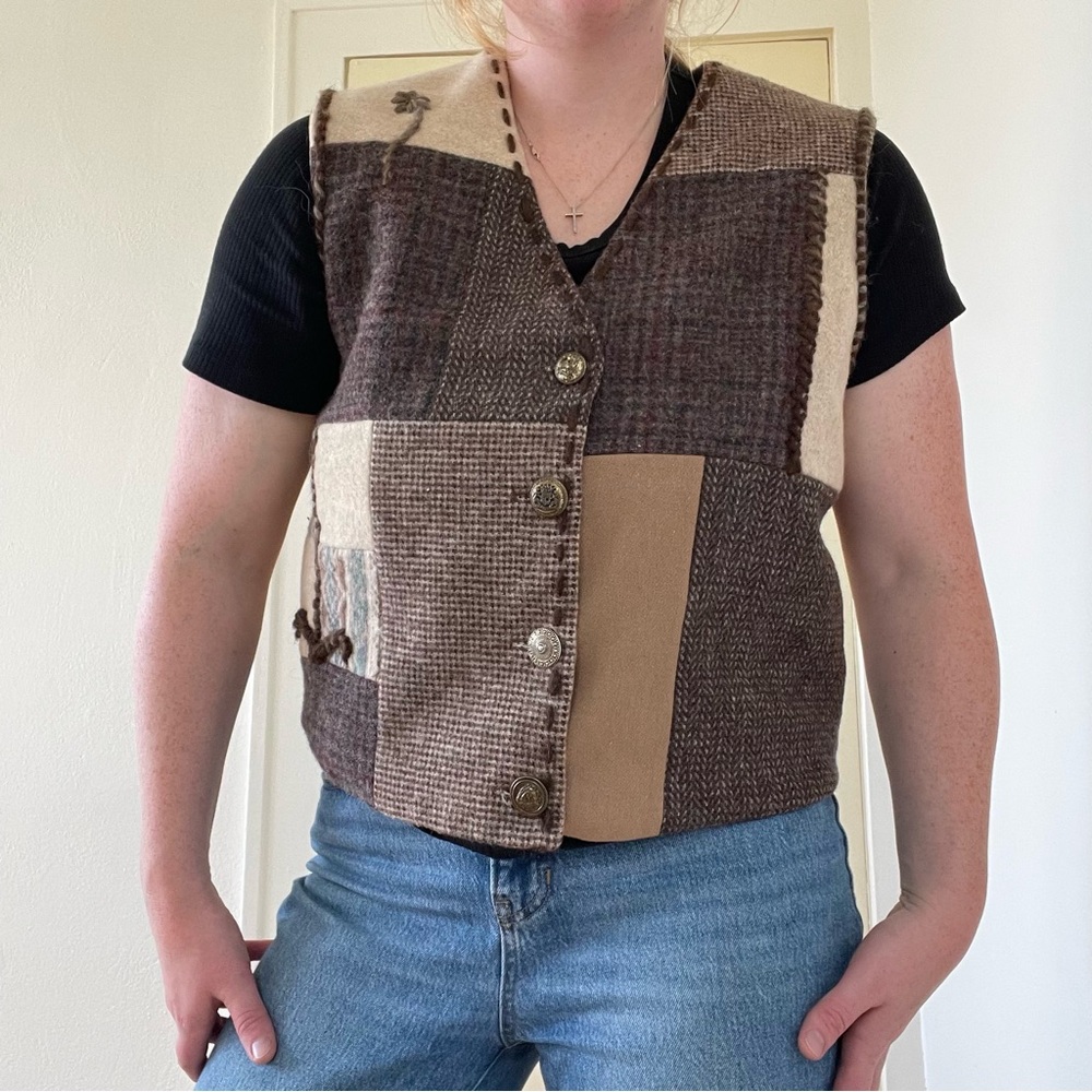 Patchwork Wool Vest - image 7